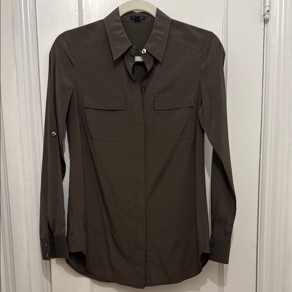 Ann Taylor Women’s Olive Green Button-Up Shirt